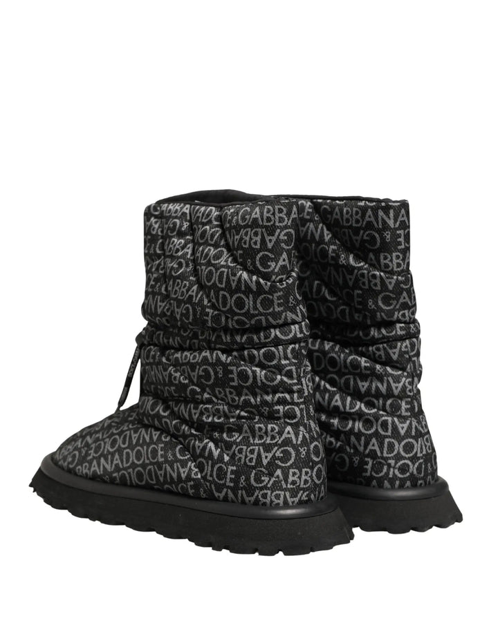 Dolce &amp; Gabbana Sample Sale | Dolce &amp; Gabbana Black Logo Print Lace Up Snow Boots Shoes - | Designer outlet