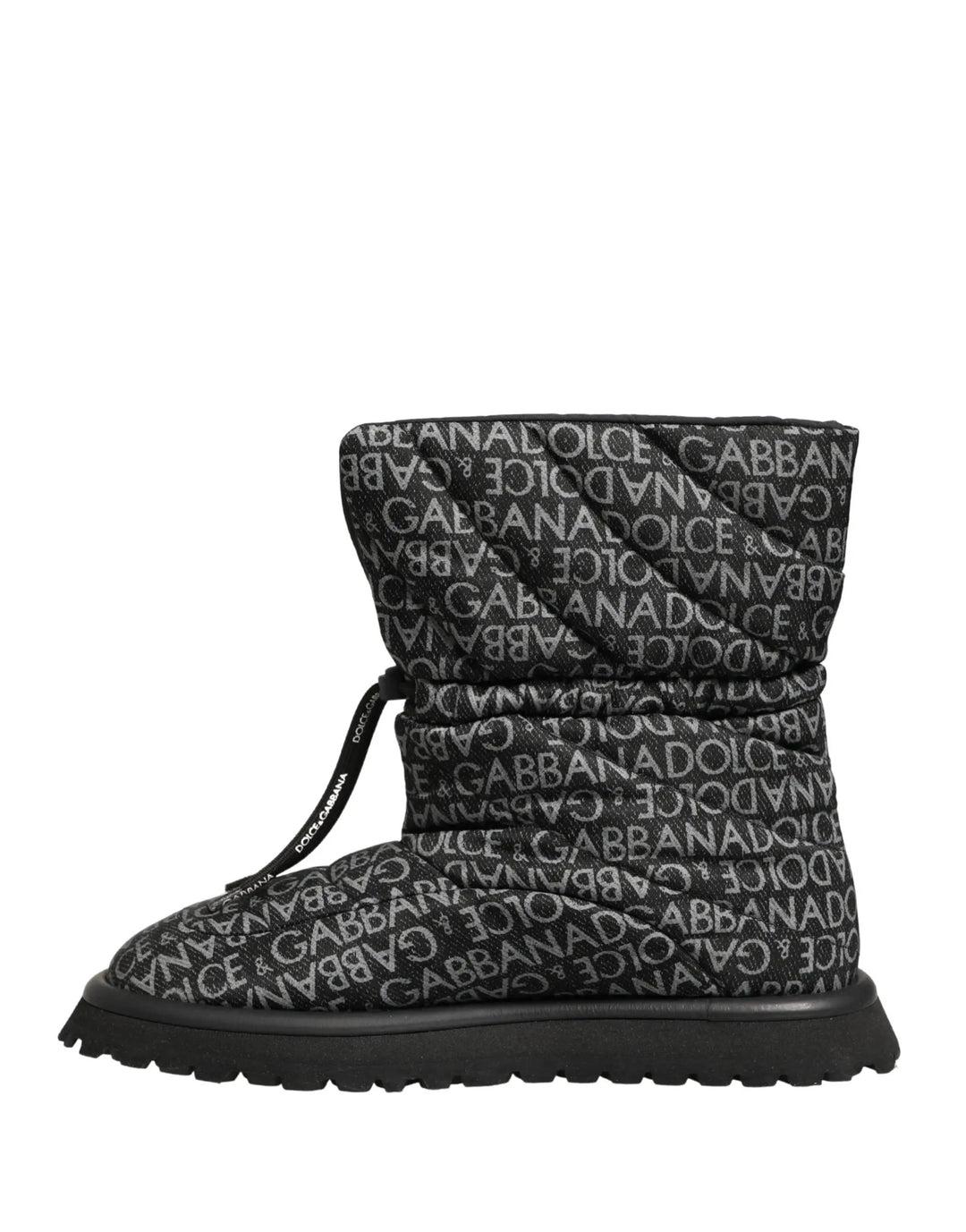 Dolce &amp; Gabbana Sample Sale | Dolce &amp; Gabbana Black Logo Print Lace Up Snow Boots Shoes - | Designer outlet