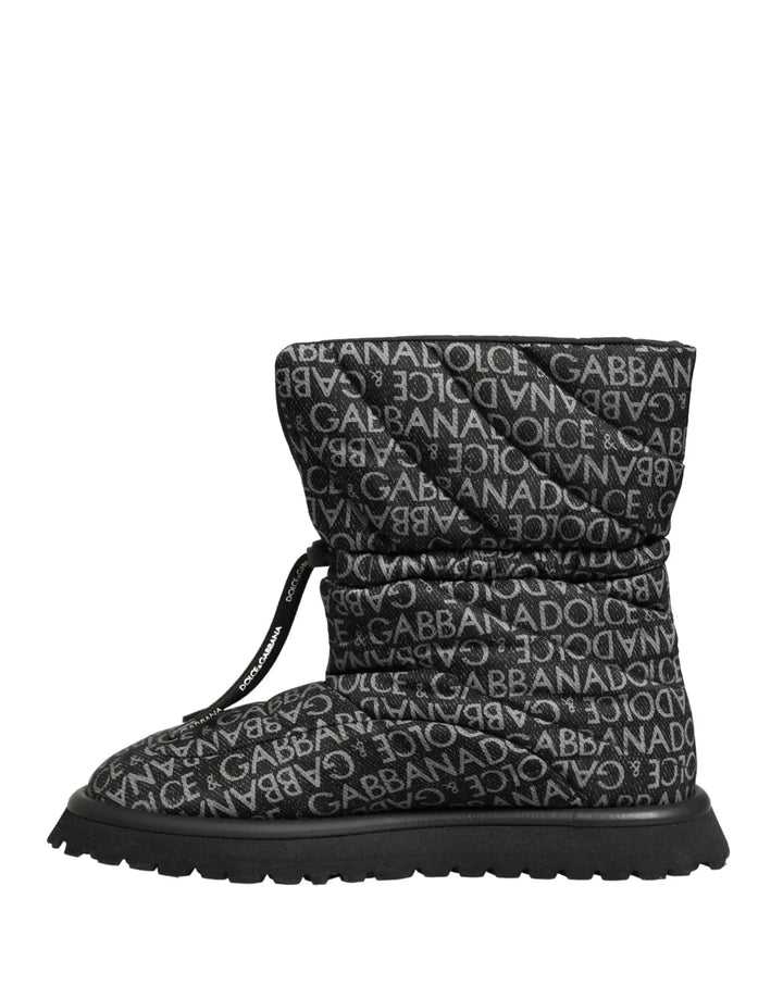 Dolce &amp; Gabbana Sample Sale | Dolce &amp; Gabbana Black Logo Print Lace Up Snow Boots Shoes - | Designer outlet