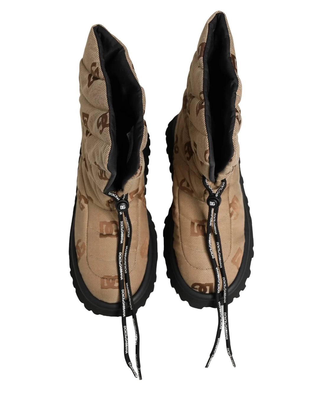 Dolce &amp; Gabbana Sample Sale | Dolce &amp; Gabbana Brown Logo Print Lace Up Snow Boots Shoes - | Designer outlet