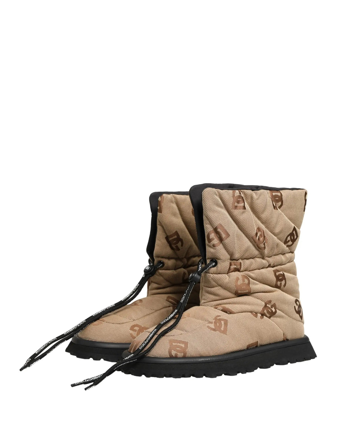 Dolce &amp; Gabbana Sample Sale | Dolce &amp; Gabbana Brown Logo Print Lace Up Snow Boots Shoes - | Designer outlet