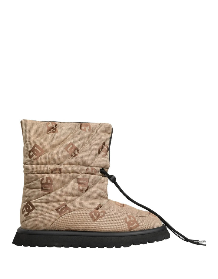 Dolce &amp; Gabbana Sample Sale | Dolce &amp; Gabbana Brown Logo Print Lace Up Snow Boots Shoes - | Designer outlet