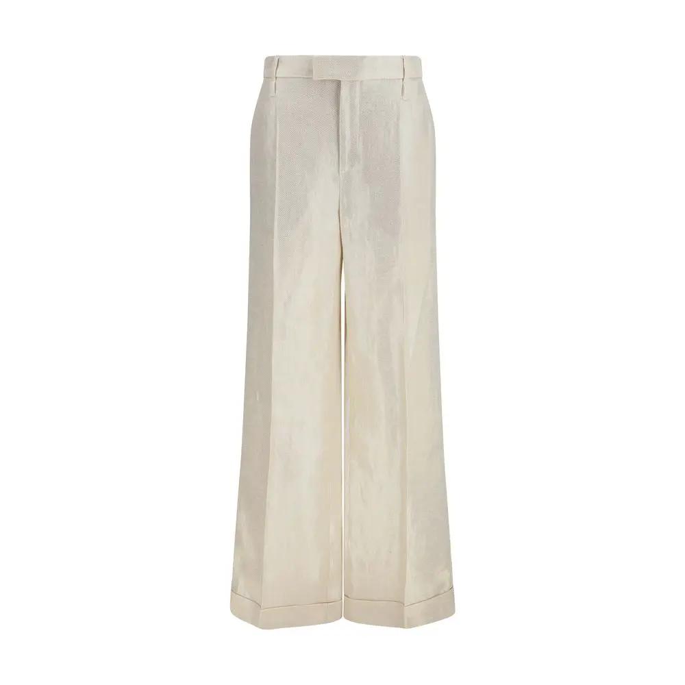 Brunello Cucinelli Beige Silk Casual Pants
