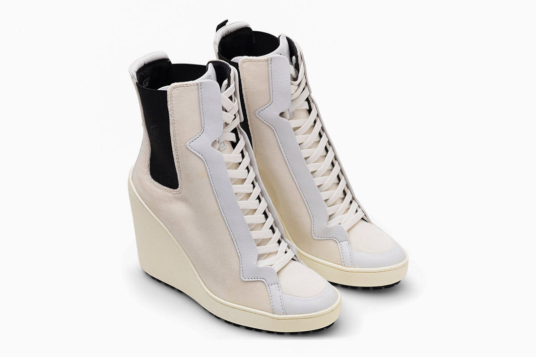 Hogan Lace-Up Wedge Ankle Boots in NEUTRALS