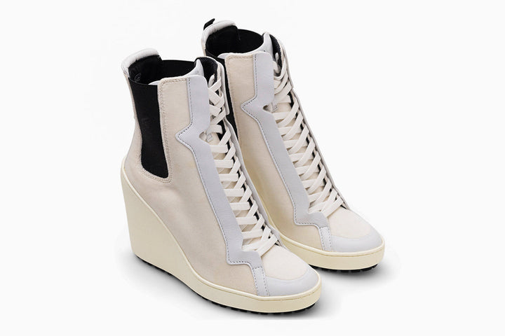 Hogan Lace-Up Wedge Ankle Boots in NEUTRALS