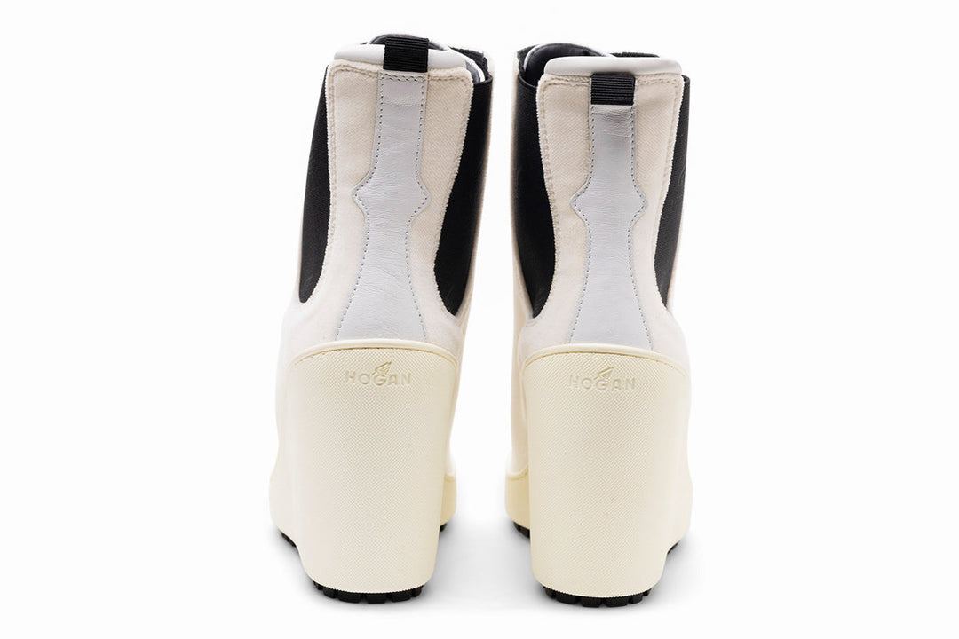 Hogan Lace-Up Wedge Ankle Boots in NEUTRALS