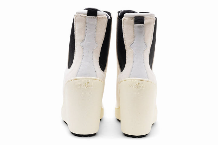 Hogan Lace-Up Wedge Ankle Boots in NEUTRALS