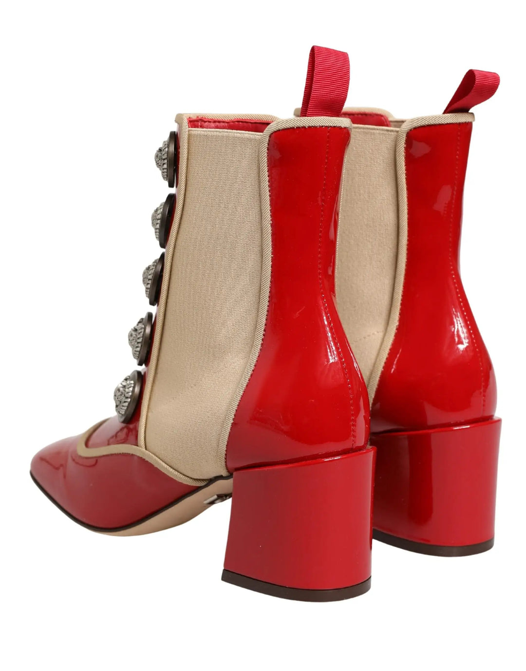 Dolce &amp; Gabbana Sample Sale | Dolce &amp; Gabbana Red Button Embellished Ankle Boots Shoes - | Designer outlet