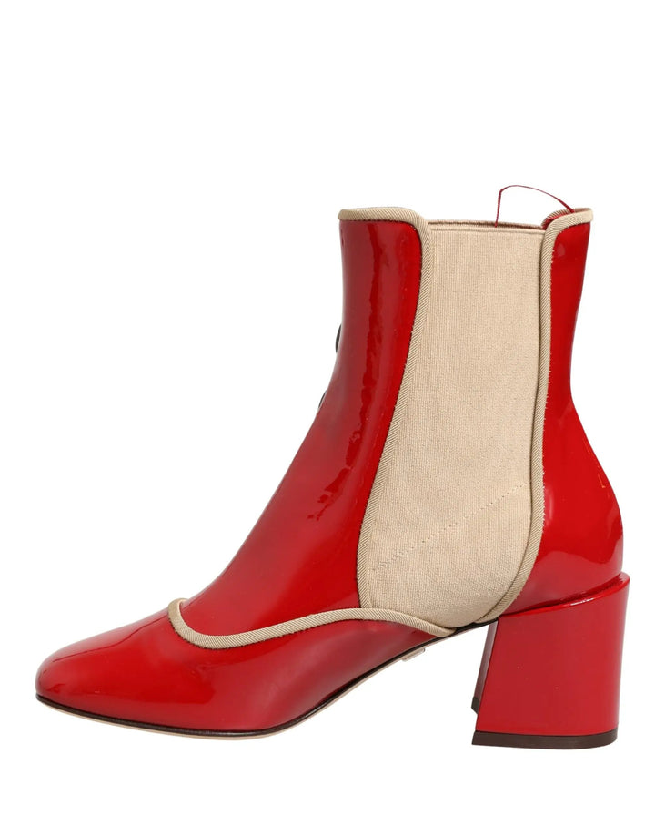 Dolce &amp; Gabbana Sample Sale | Dolce &amp; Gabbana Red Button Embellished Ankle Boots Shoes - | Designer outlet