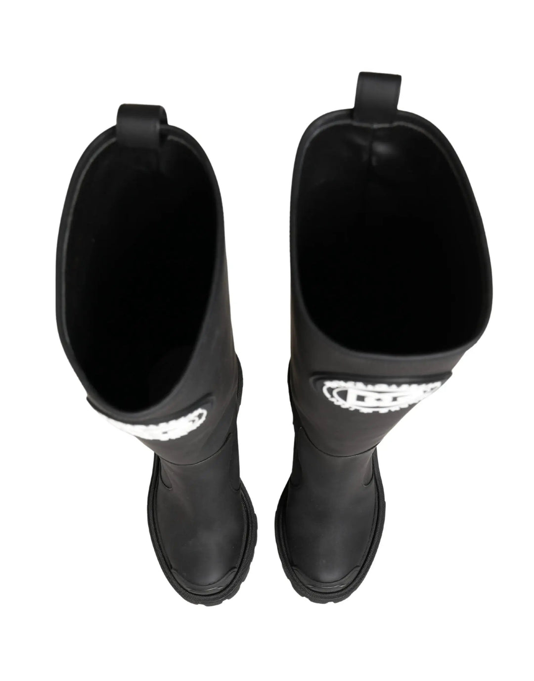 Dolce &amp; Gabbana Sample Sale | Dolce &amp; Gabbana Black Rubberised Leather High Boots Shoes - | Designer outlet