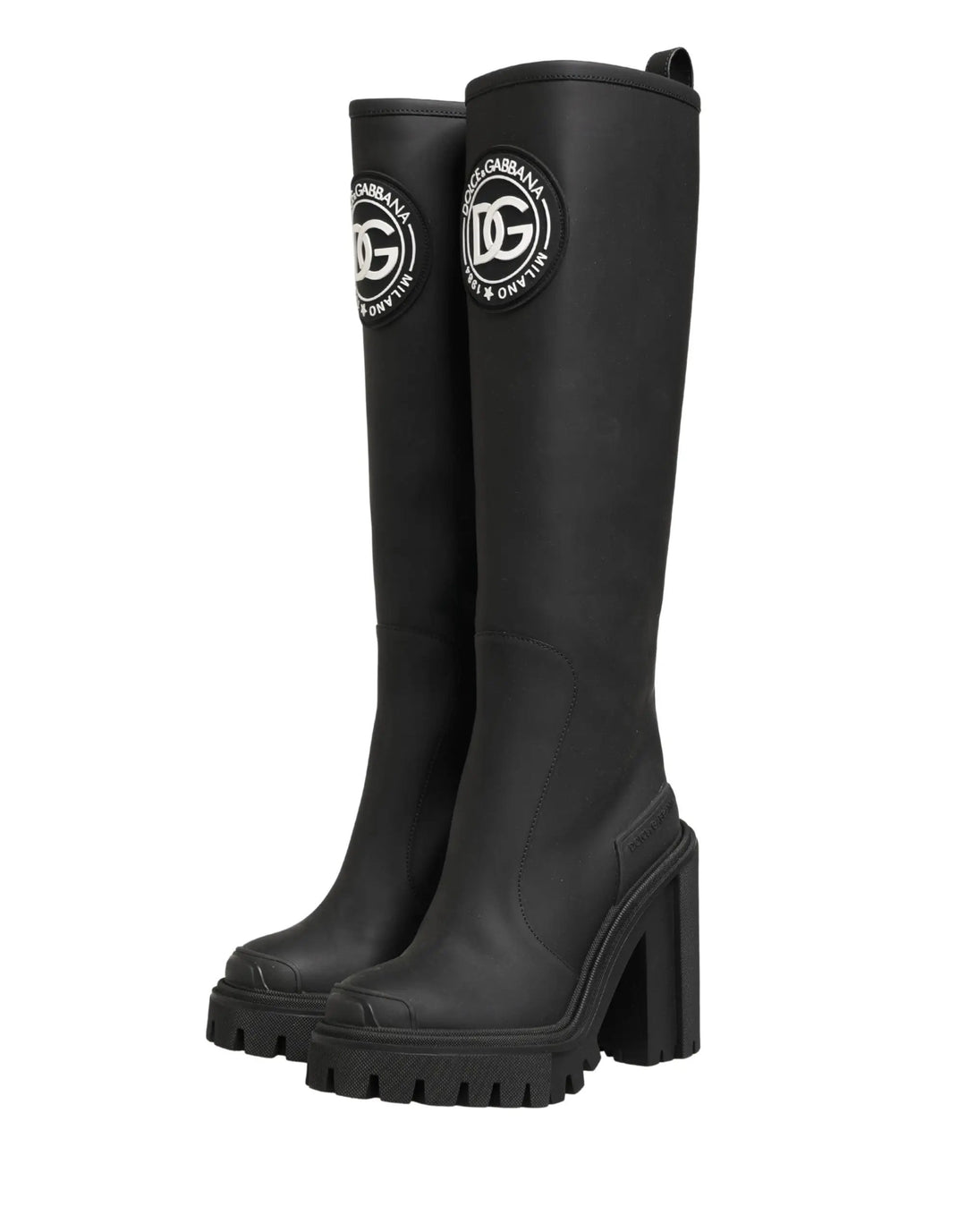 Dolce &amp; Gabbana Sample Sale | Dolce &amp; Gabbana Black Rubberised Leather High Boots Shoes - | Designer outlet