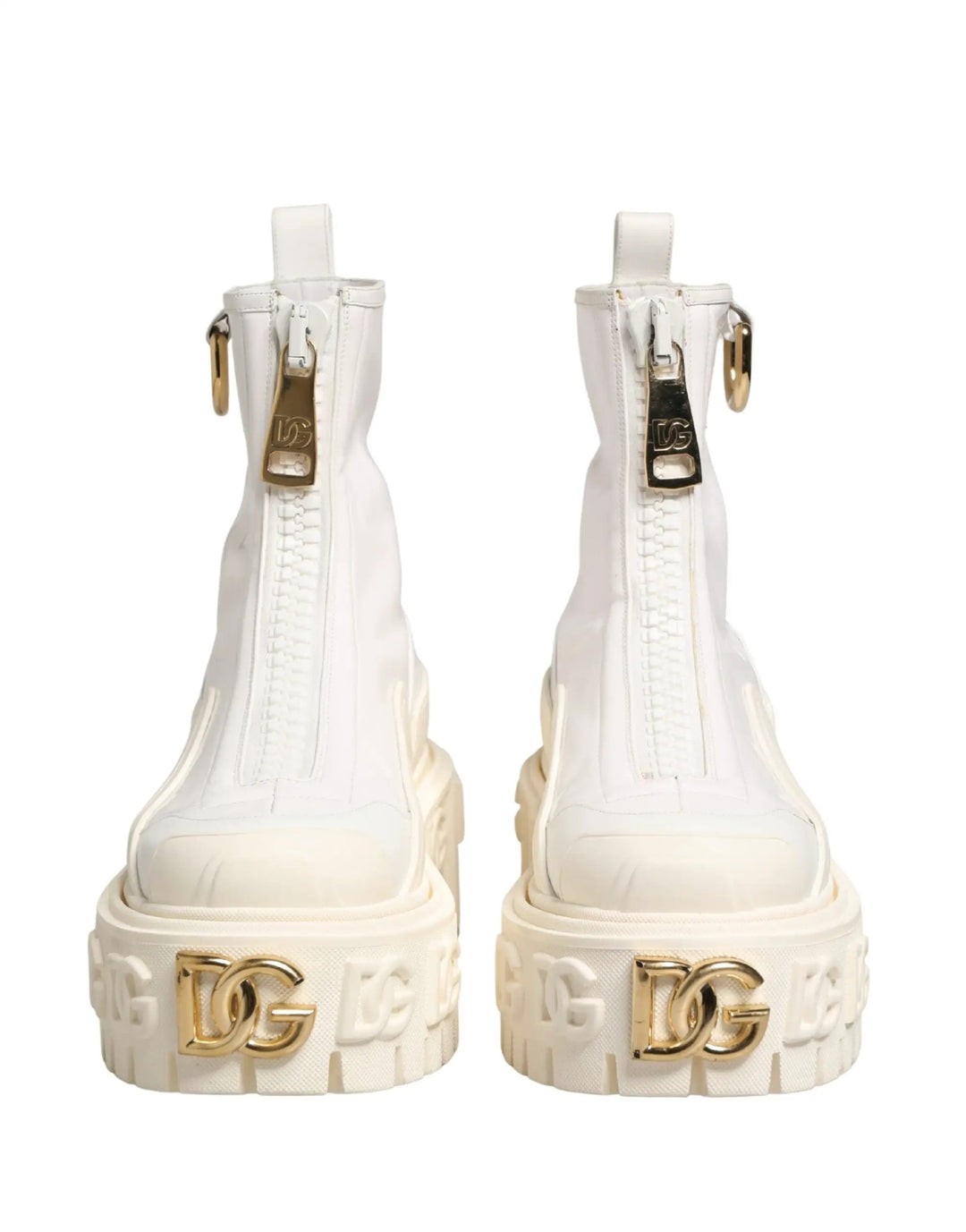 Dolce &amp; Gabbana Sample Sale | Dolce &amp; Gabbana White Leather Rubber Logo Ankle Boots Shoes - | Designer outlet