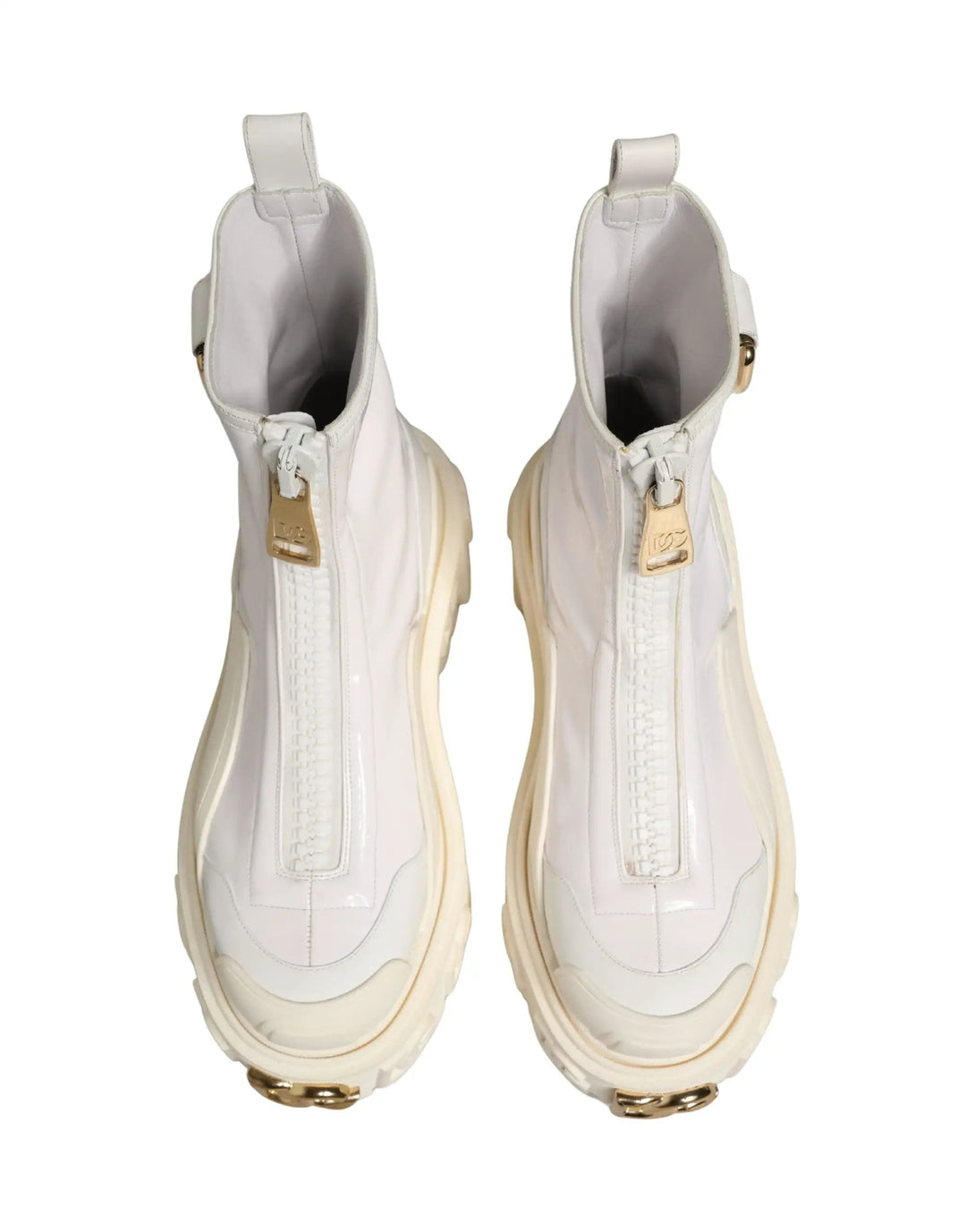 Dolce &amp; Gabbana Sample Sale | Dolce &amp; Gabbana White Leather Rubber Logo Ankle Boots Shoes - | Designer outlet