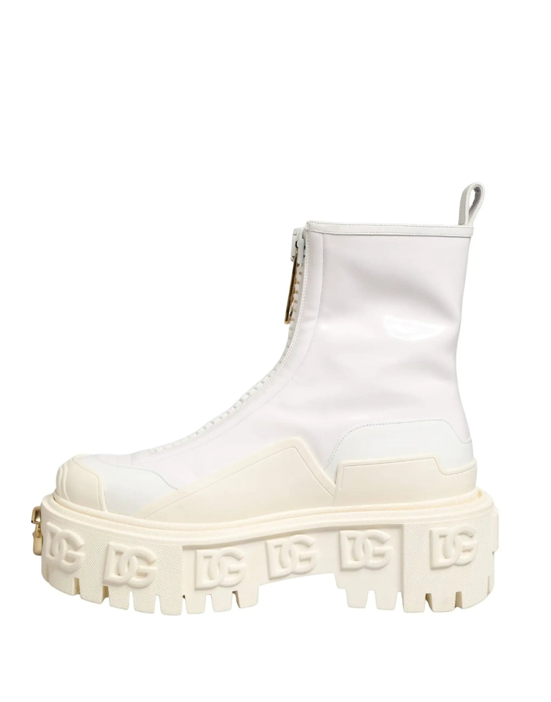 Dolce &amp; Gabbana Sample Sale | Dolce &amp; Gabbana White Leather Rubber Logo Ankle Boots Shoes - | Designer outlet