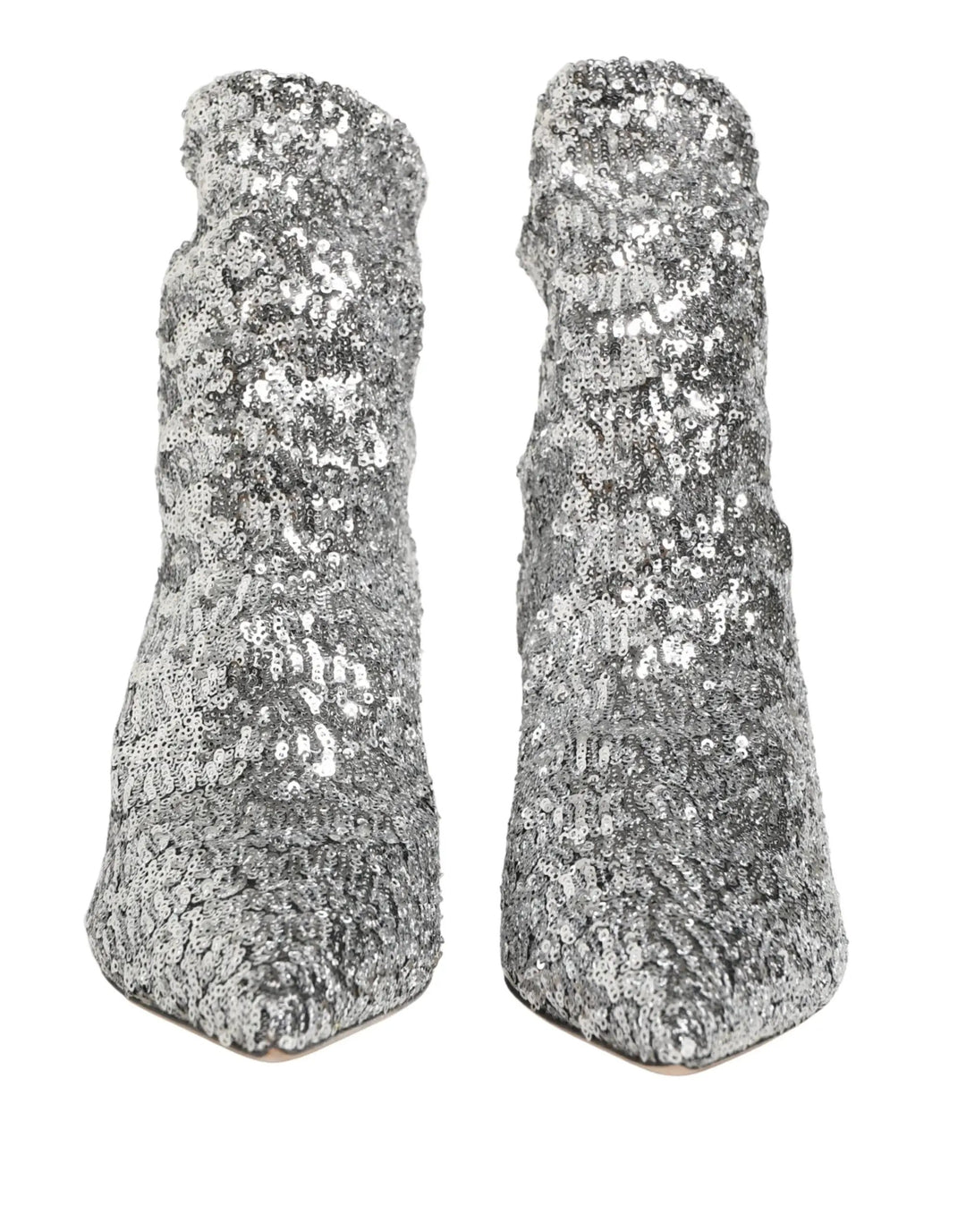 Dolce &amp; Gabbana Sample Sale | Dolce &amp; Gabbana Silver Sequined Short Boots Stretch Shoes - | Designer outlet
