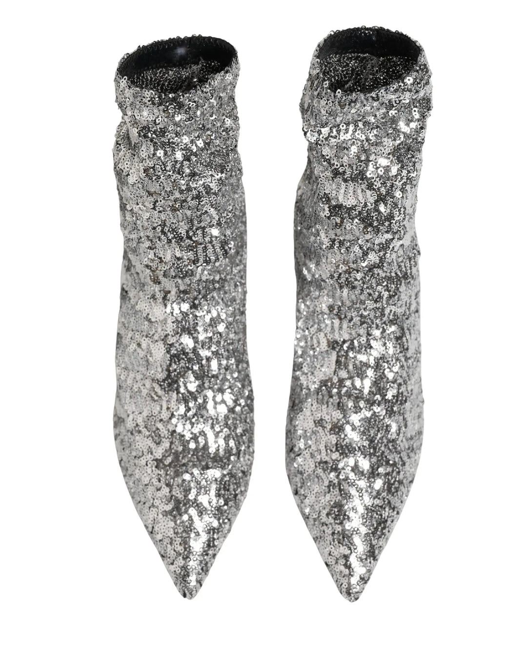Dolce &amp; Gabbana Sample Sale | Dolce &amp; Gabbana Silver Sequined Short Boots Stretch Shoes - | Designer outlet