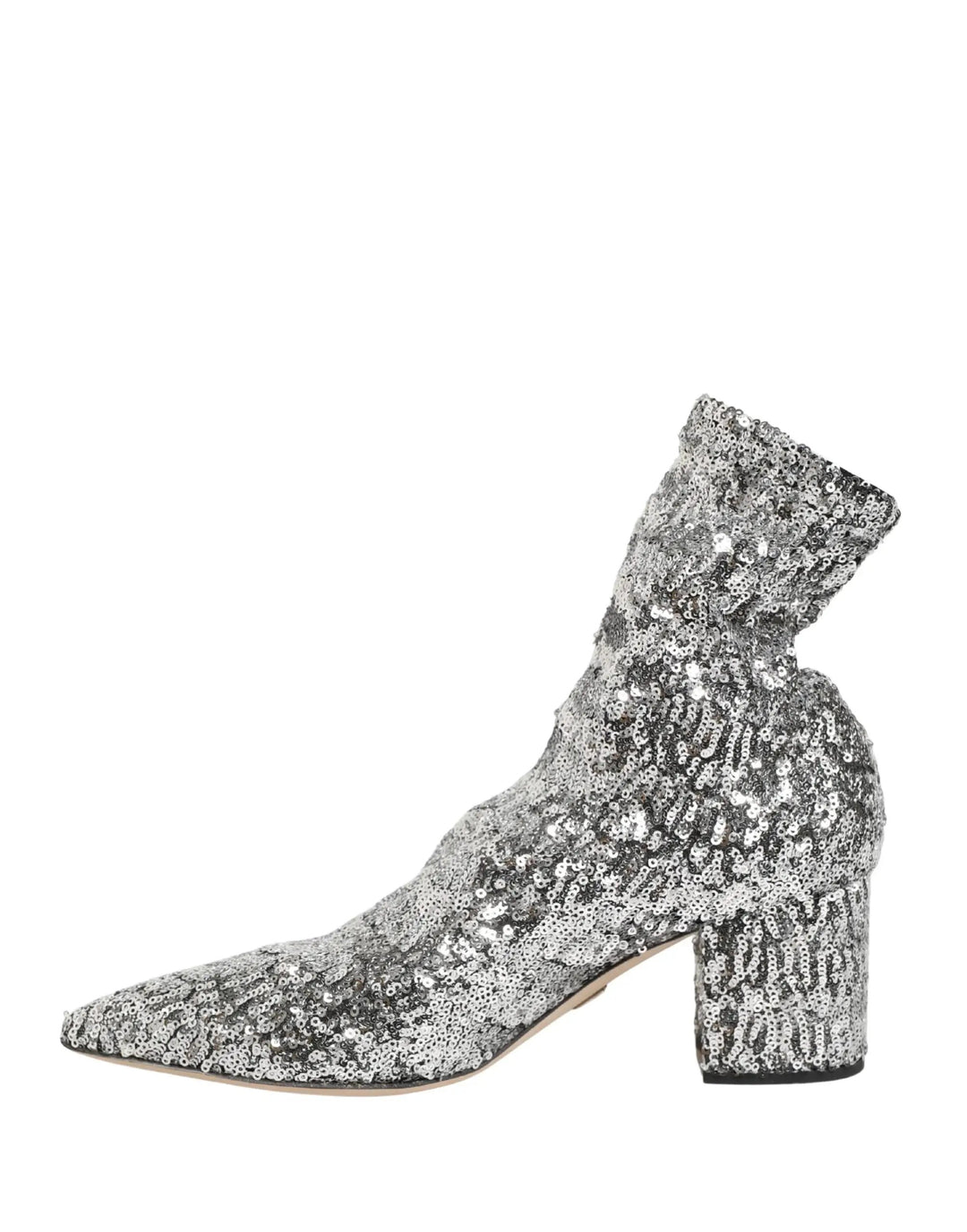 Dolce &amp; Gabbana Sample Sale | Dolce &amp; Gabbana Silver Sequined Short Boots Stretch Shoes - | Designer outlet