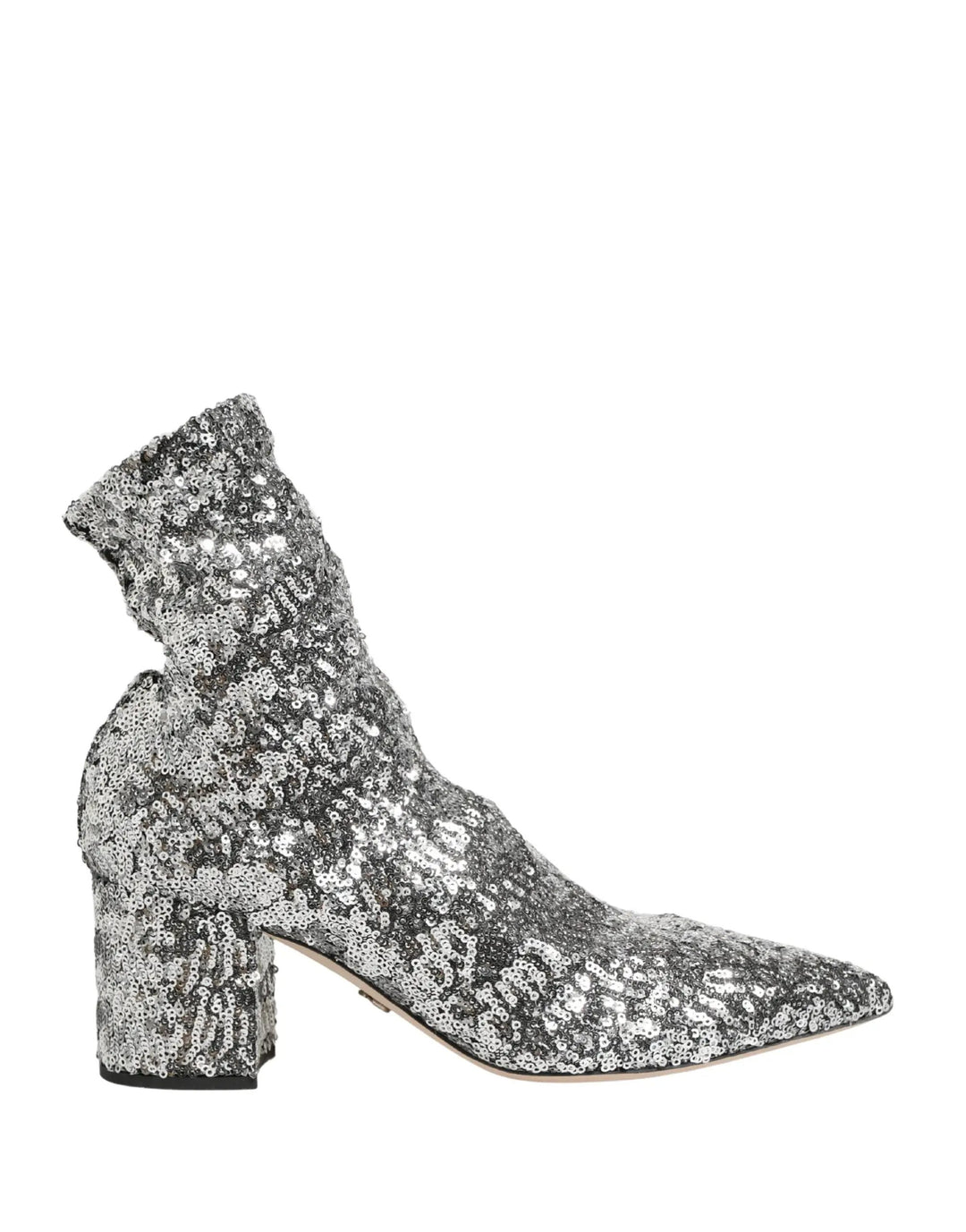Dolce &amp; Gabbana Sample Sale | Dolce &amp; Gabbana Silver Sequined Short Boots Stretch Shoes - | Designer outlet