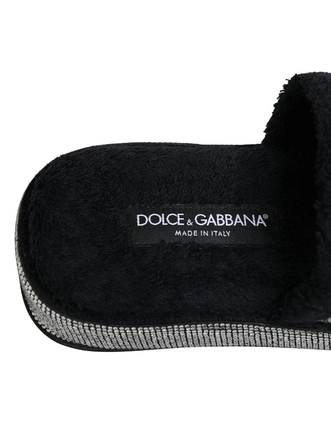 Dolce & Gabbana Sample Sale | Dolce & Gabbana Black Crystal Embellished Platform Slides Shoes - | Designer outlet