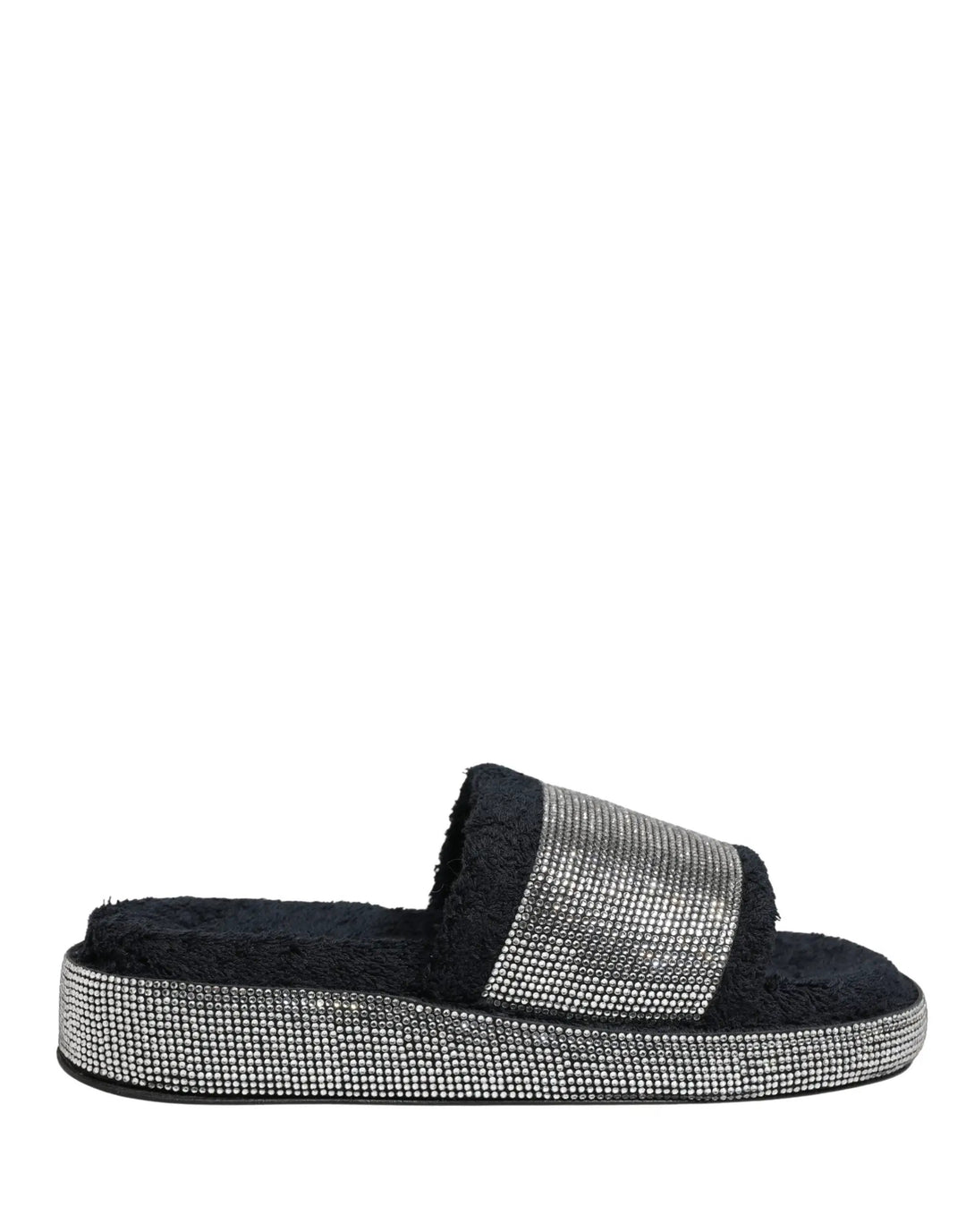 Dolce & Gabbana Sample Sale | Dolce & Gabbana Black Crystal Embellished Platform Slides Shoes - | Designer outlet