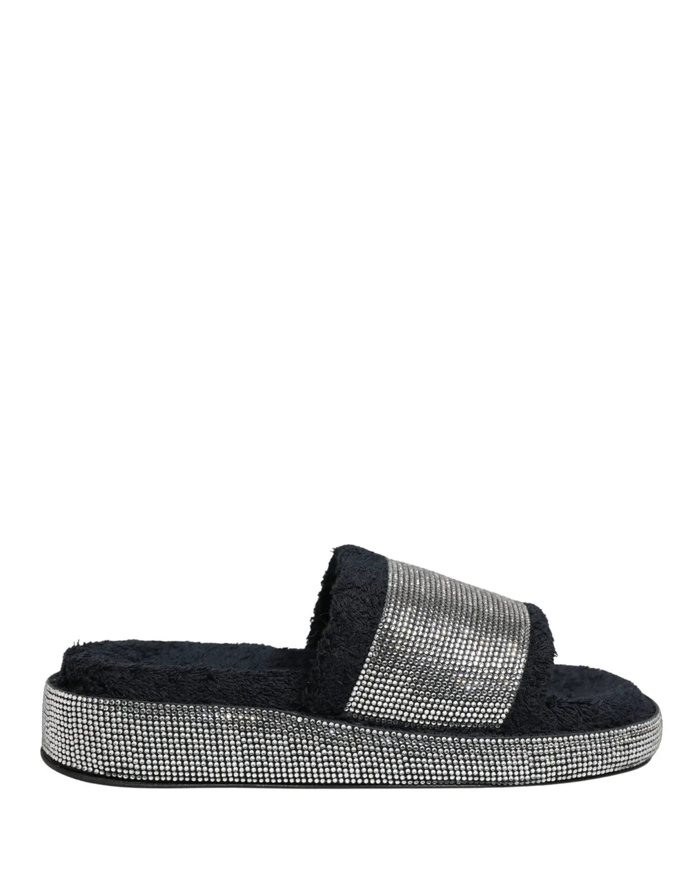 Dolce & Gabbana Sample Sale | Dolce & Gabbana Black Crystal Embellished Platform Slides Shoes - | Designer outlet