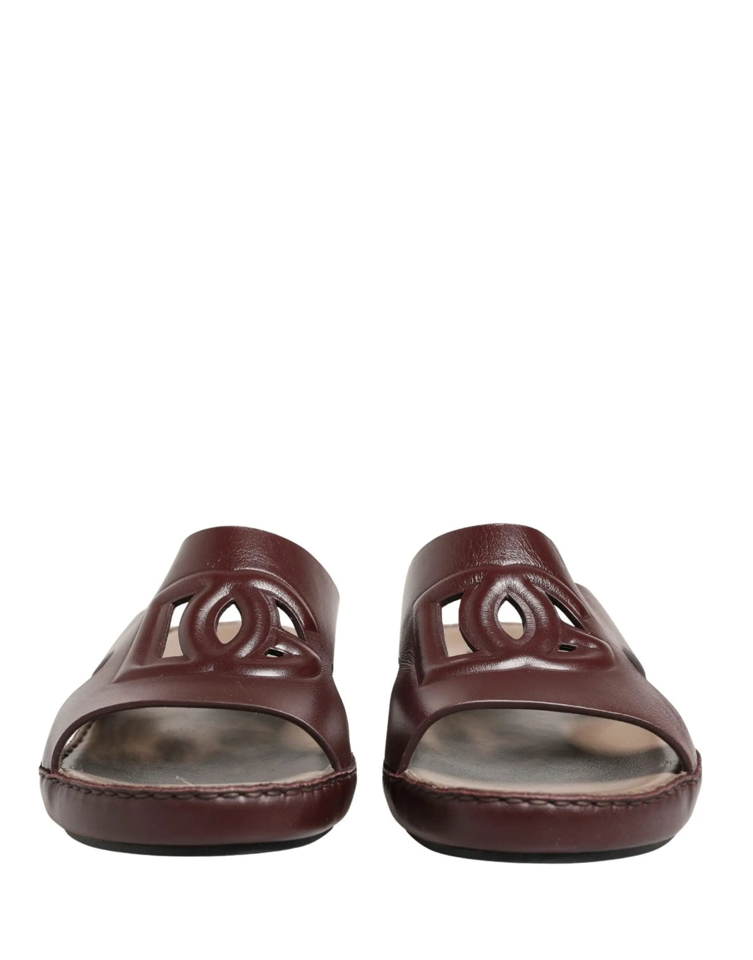 Dolce &amp; Gabbana Sample Sale | Dolce &amp; Gabbana Maroon Leather Cutout DG Logo Sandals Shoes - | Designer outlet