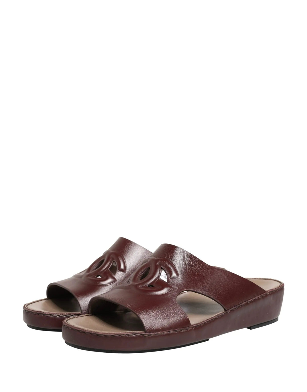 Dolce &amp; Gabbana Sample Sale | Dolce &amp; Gabbana Maroon Leather Cutout DG Logo Sandals Shoes - | Designer outlet
