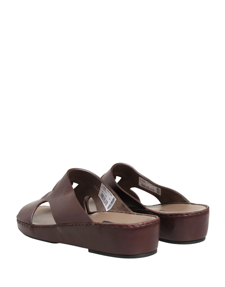 Dolce &amp; Gabbana Sample Sale | Dolce &amp; Gabbana Maroon Leather Cutout DG Logo Sandals Shoes - | Designer outlet