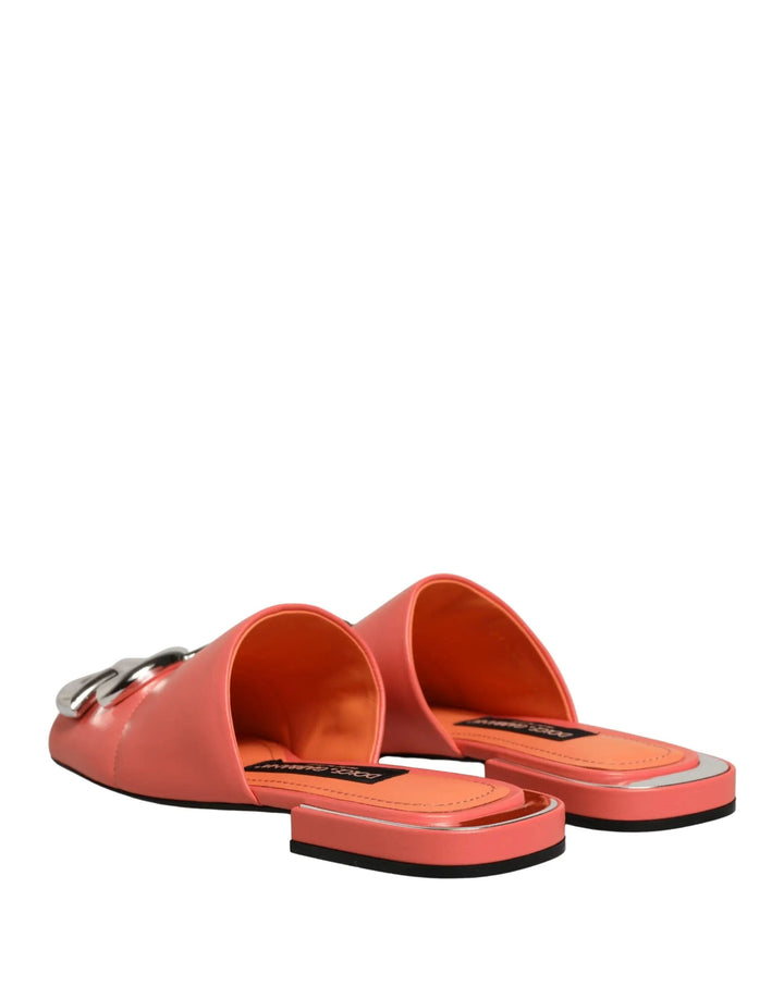 Dolce &amp; Gabbana Sample Sale | Dolce &amp; Gabbana Orange DG Logo Leather Flats Sandals Shoes - | Designer outlet