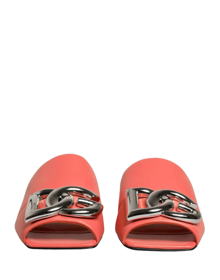 Dolce &amp; Gabbana Sample Sale | Dolce &amp; Gabbana Orange DG Logo Leather Flats Sandals Shoes - | Designer outlet