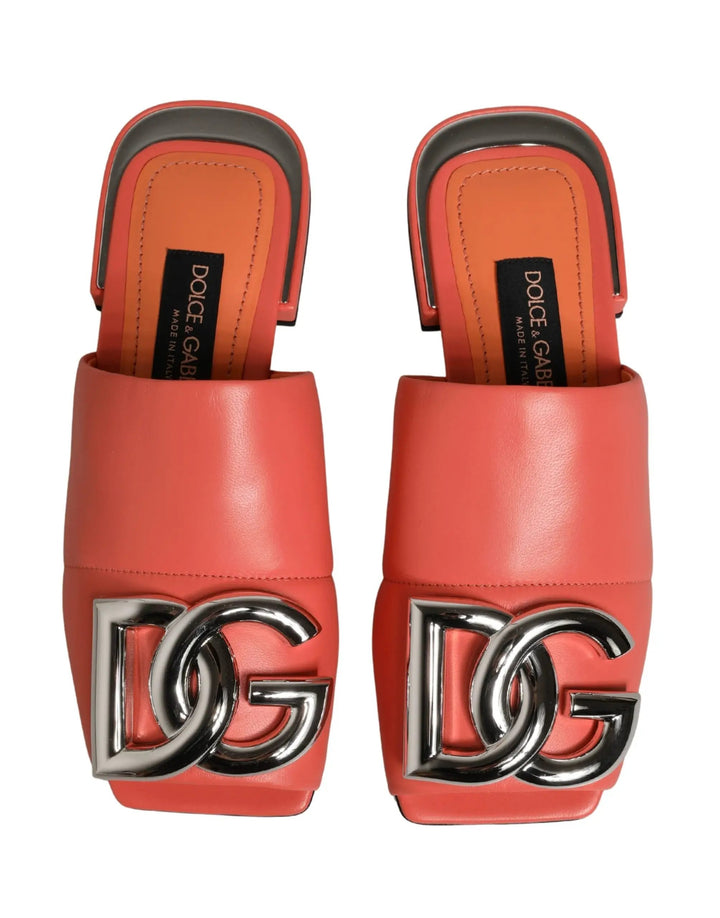 Dolce &amp; Gabbana Sample Sale | Dolce &amp; Gabbana Orange DG Logo Leather Flats Sandals Shoes - | Designer outlet