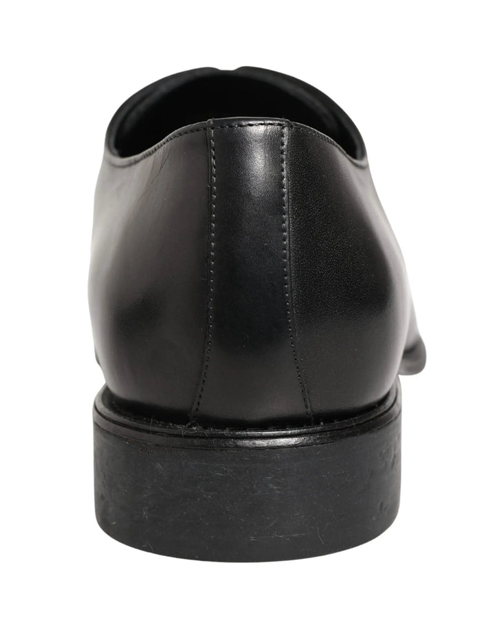 Dolce &amp; Gabbana Black Calfskin Leather Derby Men Dress Shoes