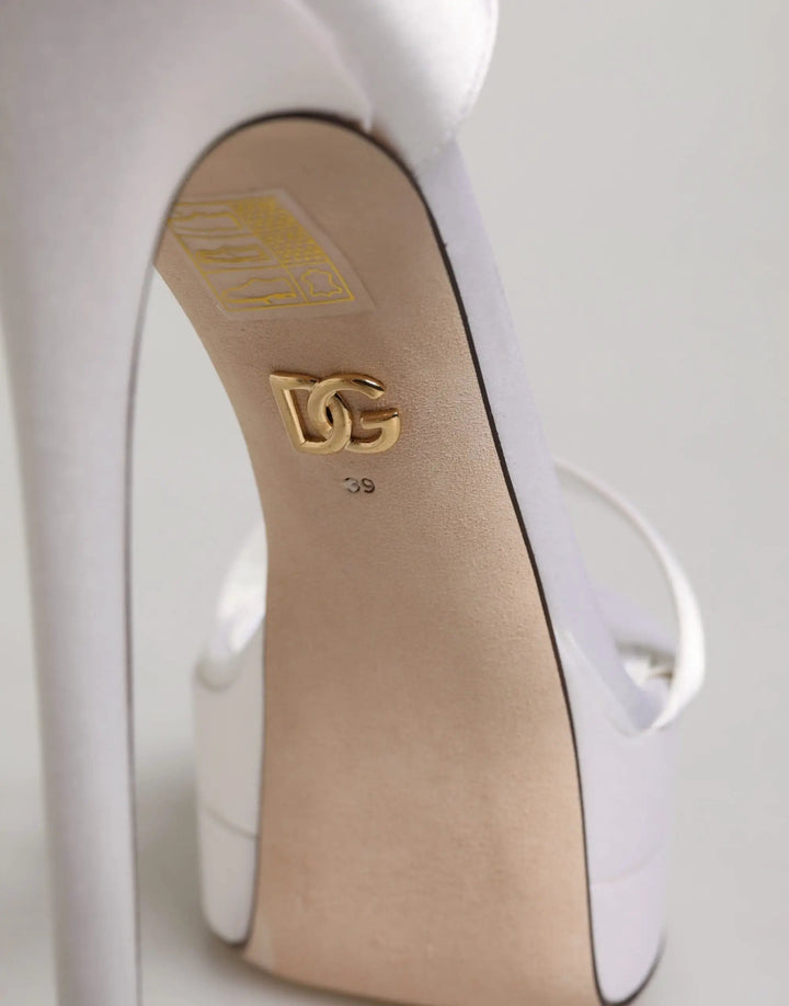 Dolce &amp; Gabbana Sample Sale | Dolce &amp; Gabbana White Platform Ankle Strap Sandals Shoes - | Designer outlet