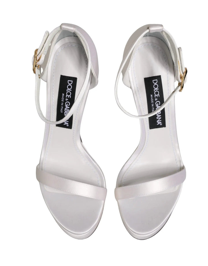 Dolce &amp; Gabbana Sample Sale | Dolce &amp; Gabbana White Platform Ankle Strap Sandals Shoes - | Designer outlet
