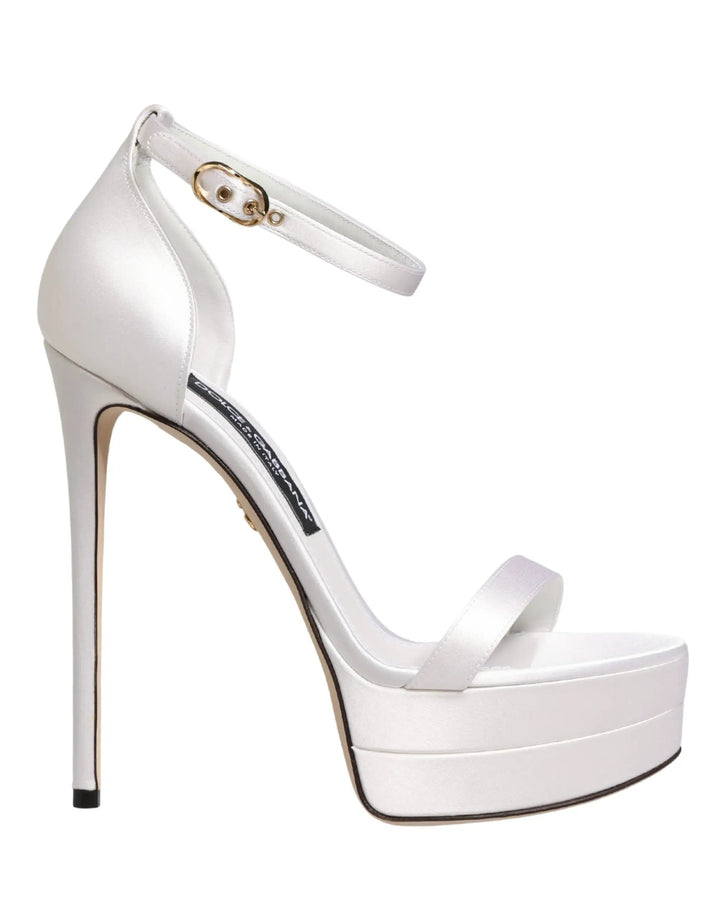 Dolce &amp; Gabbana Sample Sale | Dolce &amp; Gabbana White Platform Ankle Strap Sandals Shoes - | Designer outlet