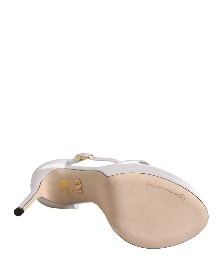 Dolce &amp; Gabbana Sample Sale | Dolce &amp; Gabbana White Platform Ankle Strap Sandals Shoes - | Designer outlet