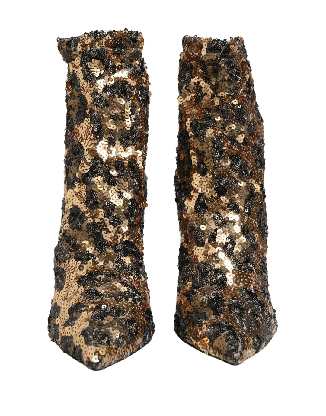 Dolce &amp; Gabbana Sample Sale | Dolce &amp; Gabbana Gold Leopard Sequin Sock Ankle Boots Shoes - | Designer outlet
