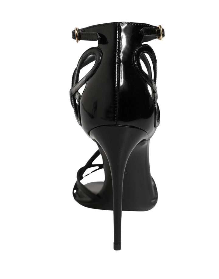 Dolce &amp; Gabbana Sample Sale | Dolce &amp; Gabbana Black Leather Stiletto Heel Sandals Shoes - | Designer outlet