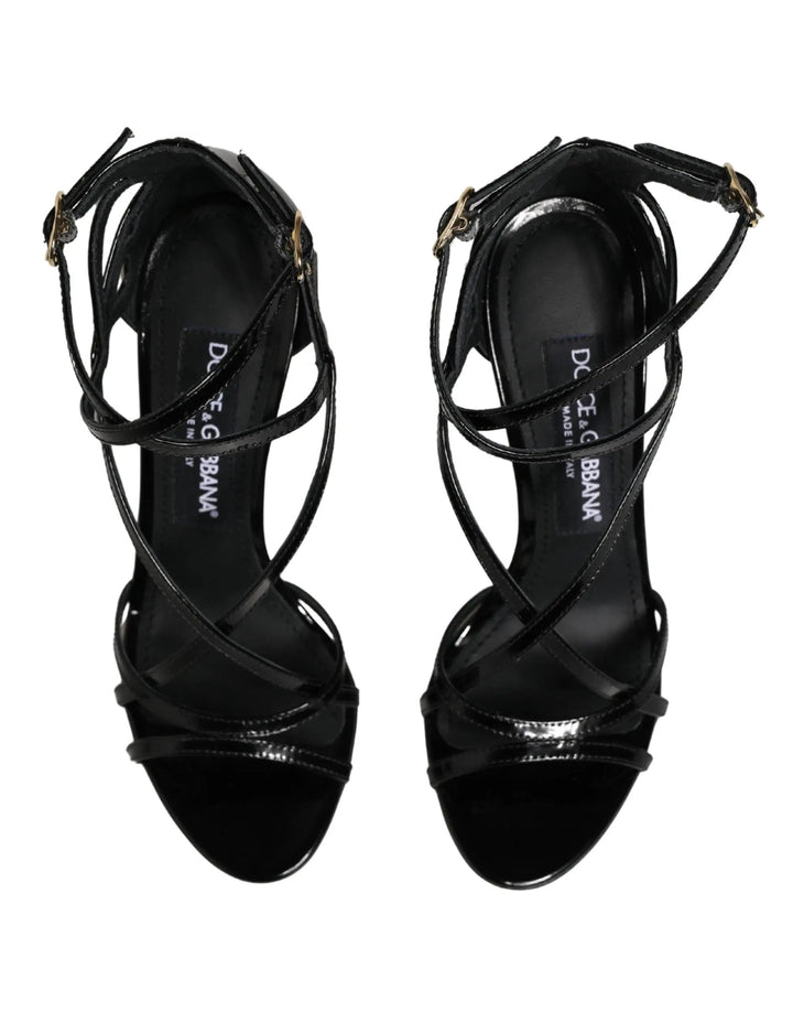 Dolce &amp; Gabbana Sample Sale | Dolce &amp; Gabbana Black Leather Stiletto Heel Sandals Shoes - | Designer outlet