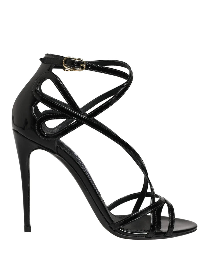 Dolce &amp; Gabbana Sample Sale | Dolce &amp; Gabbana Black Leather Stiletto Heel Sandals Shoes - | Designer outlet