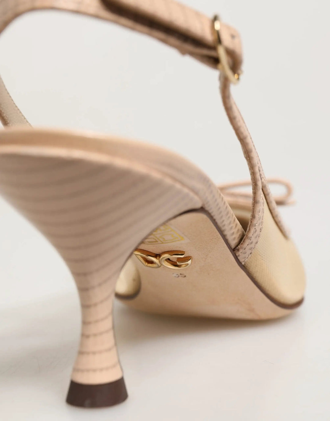 Dolce &amp; Gabbana Sample Sale | Dolce &amp; Gabbana Beige Lori Mesh Leather Slingback Sandals Shoes - | Designer outlet