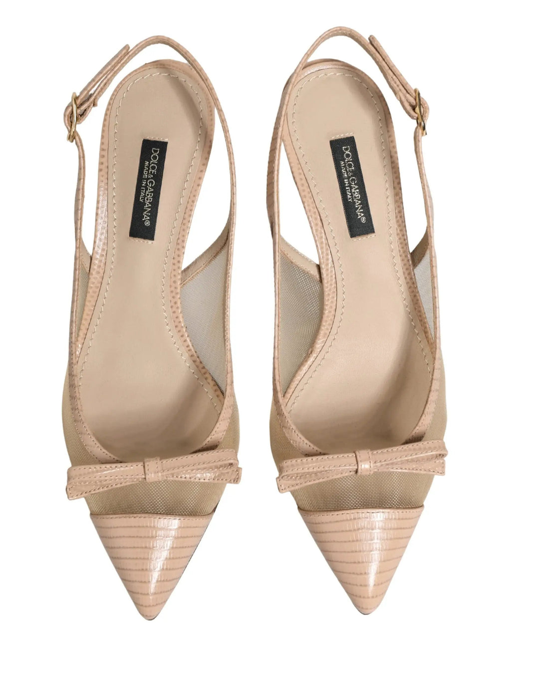 Dolce &amp; Gabbana Sample Sale | Dolce &amp; Gabbana Beige Lori Mesh Leather Slingback Sandals Shoes - | Designer outlet