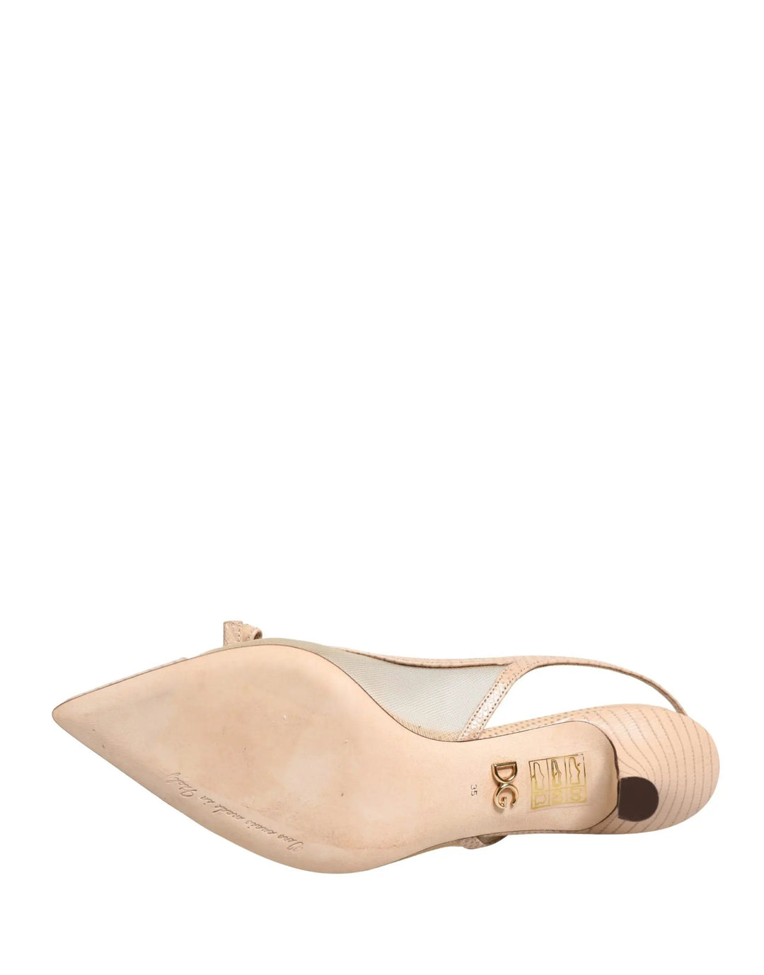 Dolce &amp; Gabbana Sample Sale | Dolce &amp; Gabbana Beige Lori Mesh Leather Slingback Sandals Shoes - | Designer outlet