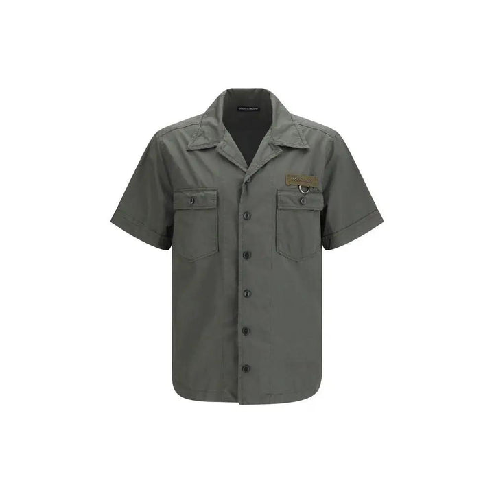 Dolce &amp; Gabbana Gray Cotton Shortsleeve Shirt