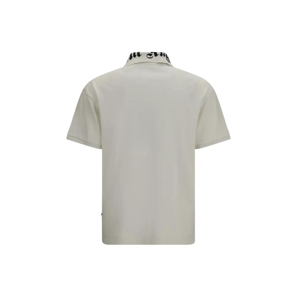Palm Angels White Cotton Polo Shirt