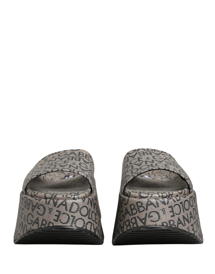 Dolce &amp; Gabbana Sample Sale | Dolce &amp; Gabbana Gray Leather Monogram Logo Sandals Shoes - | Designer outlet