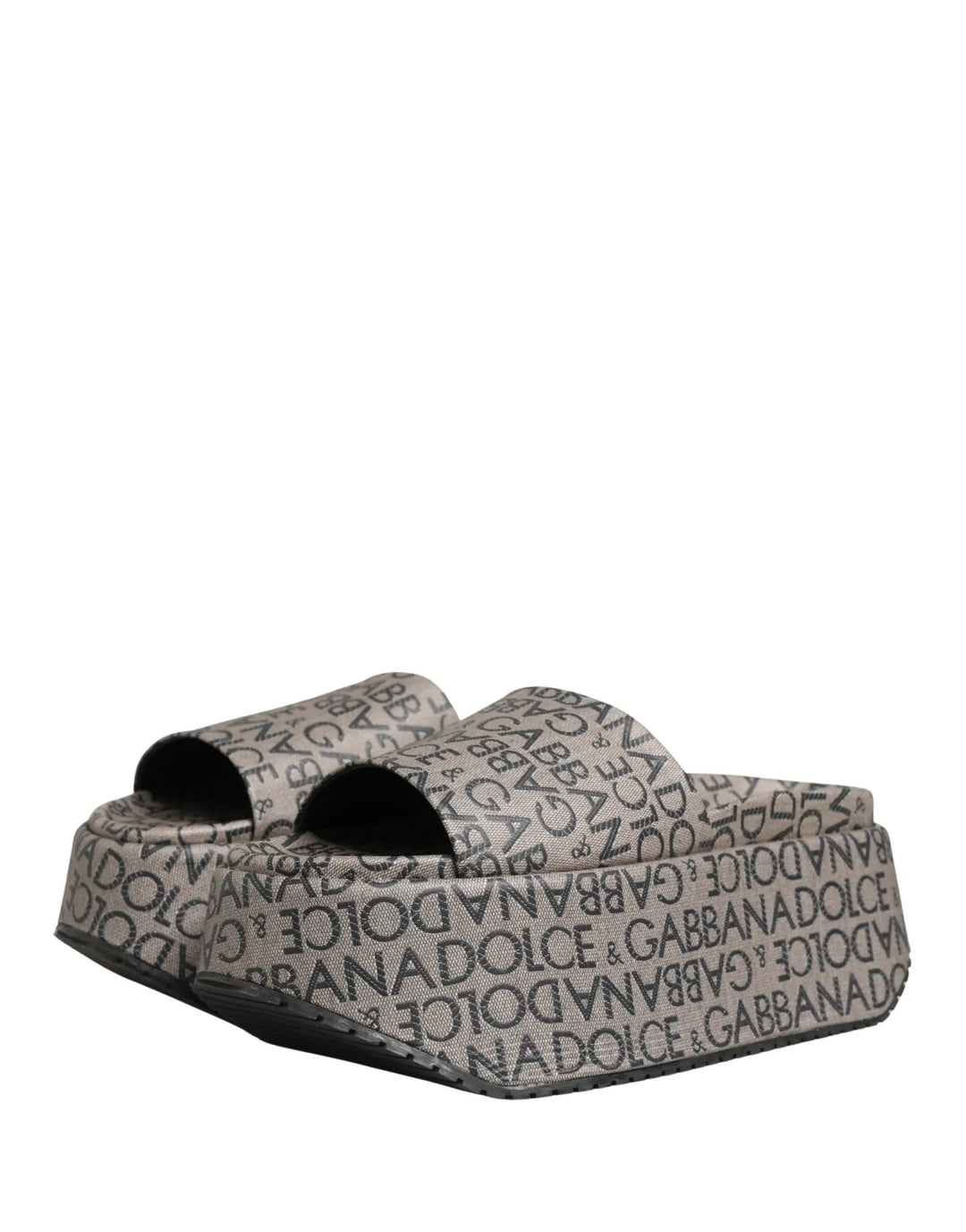 Dolce &amp; Gabbana Sample Sale | Dolce &amp; Gabbana Gray Leather Monogram Logo Sandals Shoes - | Designer outlet