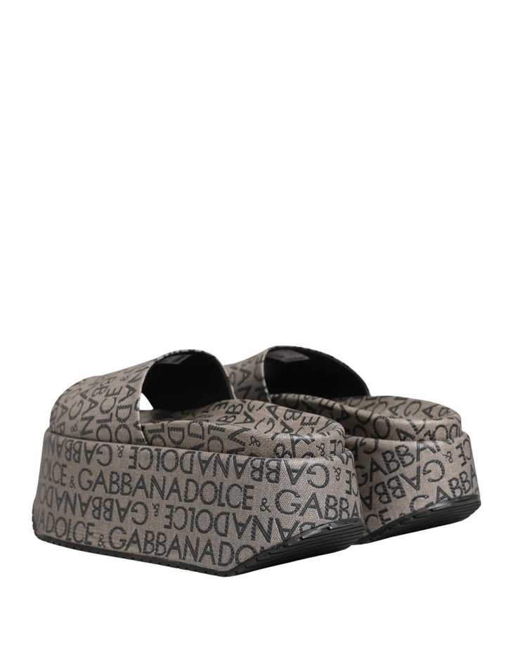 Dolce &amp; Gabbana Sample Sale | Dolce &amp; Gabbana Gray Leather Monogram Logo Sandals Shoes - | Designer outlet