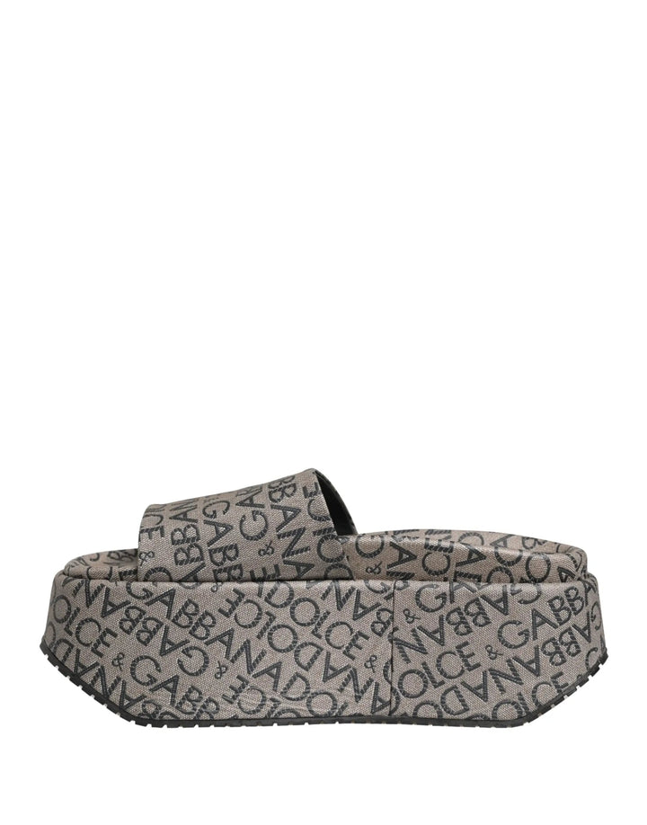 Dolce &amp; Gabbana Sample Sale | Dolce &amp; Gabbana Gray Leather Monogram Logo Sandals Shoes - | Designer outlet