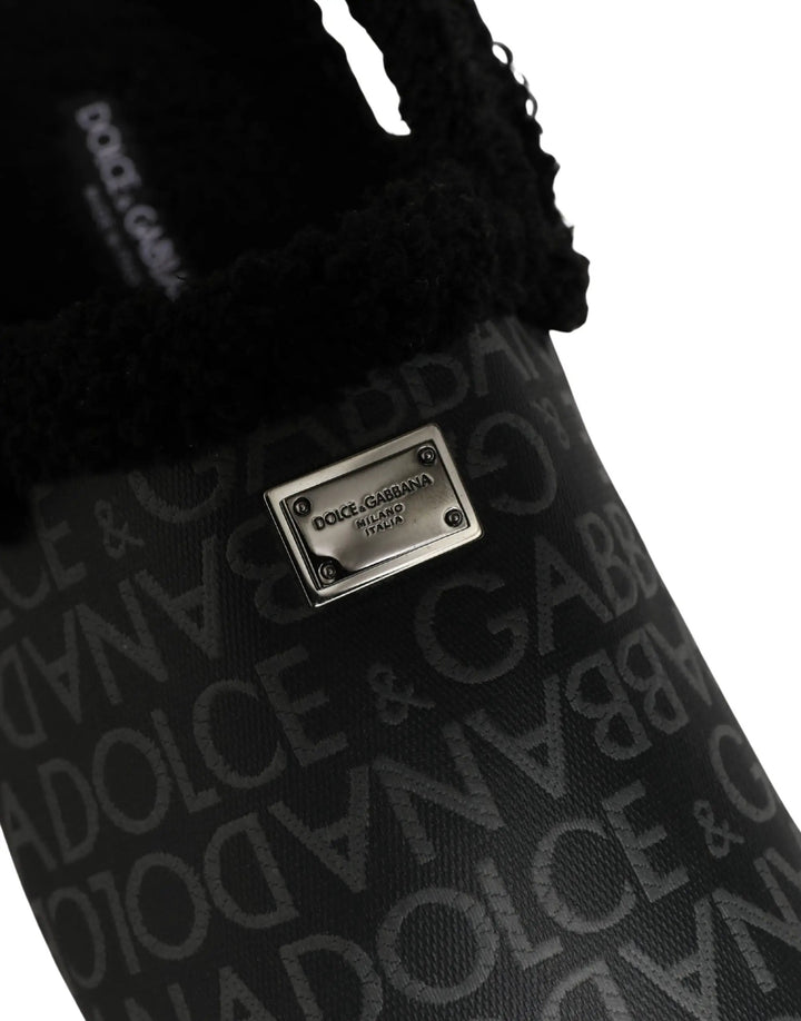 Dolce &amp; Gabbana Sample Sale | Dolce &amp; Gabbana Gray Faux Fur Jacquard Mules Sandals Shoes - | Designer outlet